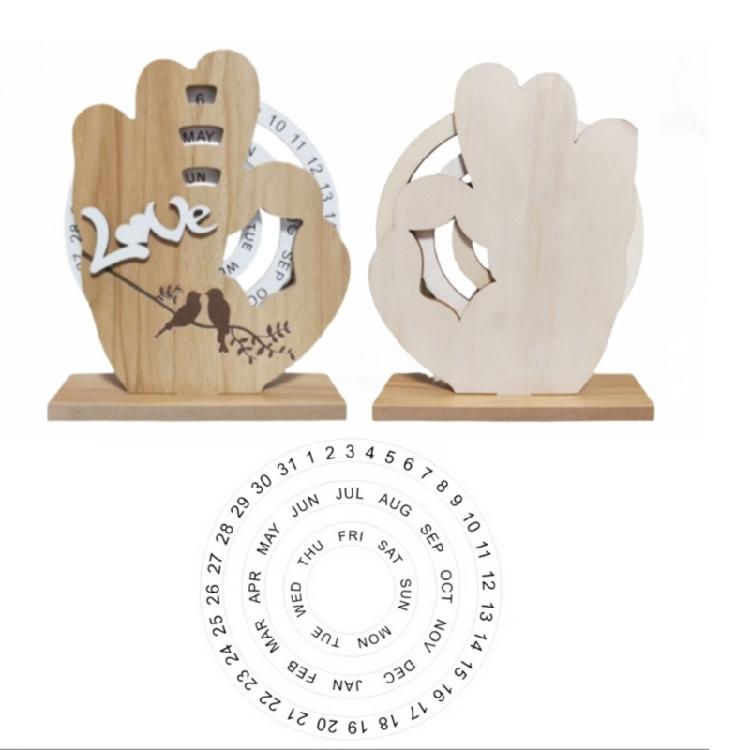 Adjustable Date Wooden Manual Rotating Annual Calendar Desktop Ornament Stable Base Creative Gift Design for Occasions