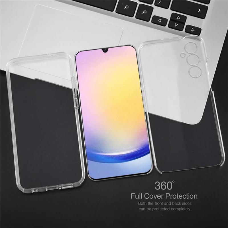 Clear 360 Double Full Case For Samsung Galaxy A05S A25 A55 A04S A14 A54 S23 S24 Xiaomi Redmi Note 13 iPhone 15 14 13 12 11 Pro Max Soft Silicone Cover