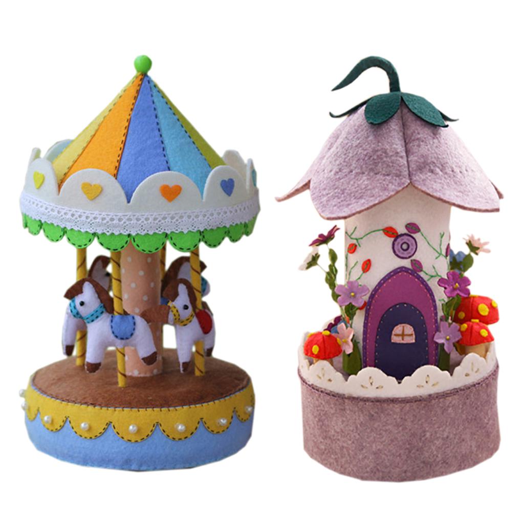 Carousel Music Box Sewing Kit Kids DIY Felt Craft Kit Needlework Supply Gift Carousel Music Box Sewing Kit Kids DIY Felt Craft Kit Needlework Supply Gift