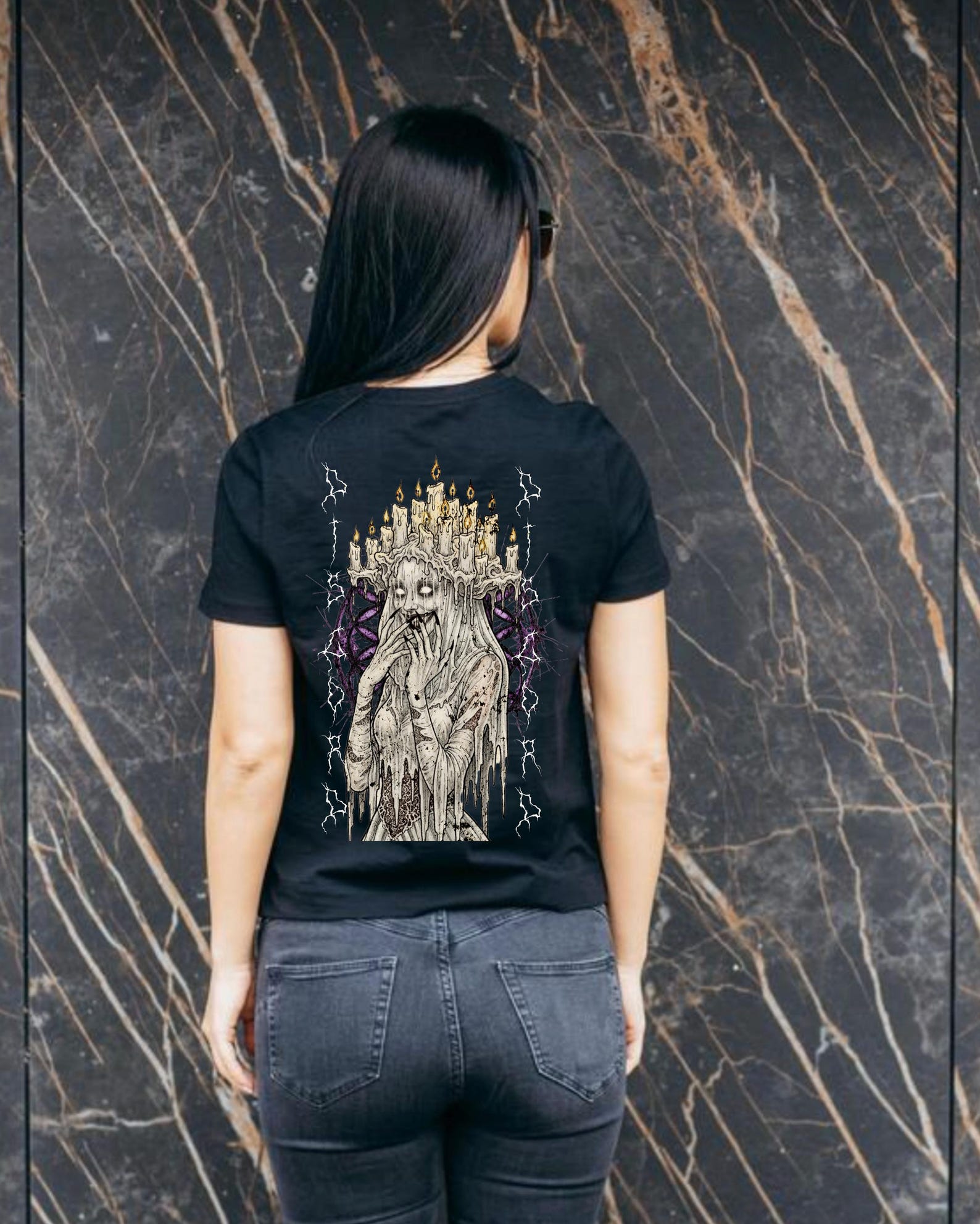 Gothic Candle Crown Maiden T-Shirt | Cryptic Candle Demon Succubus L