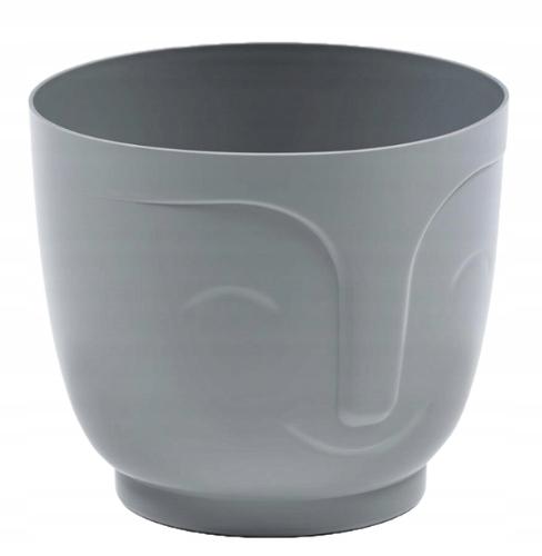 Gray plastic flower pot Atena 14.3x16.5 cm