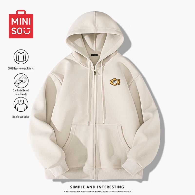MINISO Men's Taiyaki Badge Oversized Hooded Cardigan
