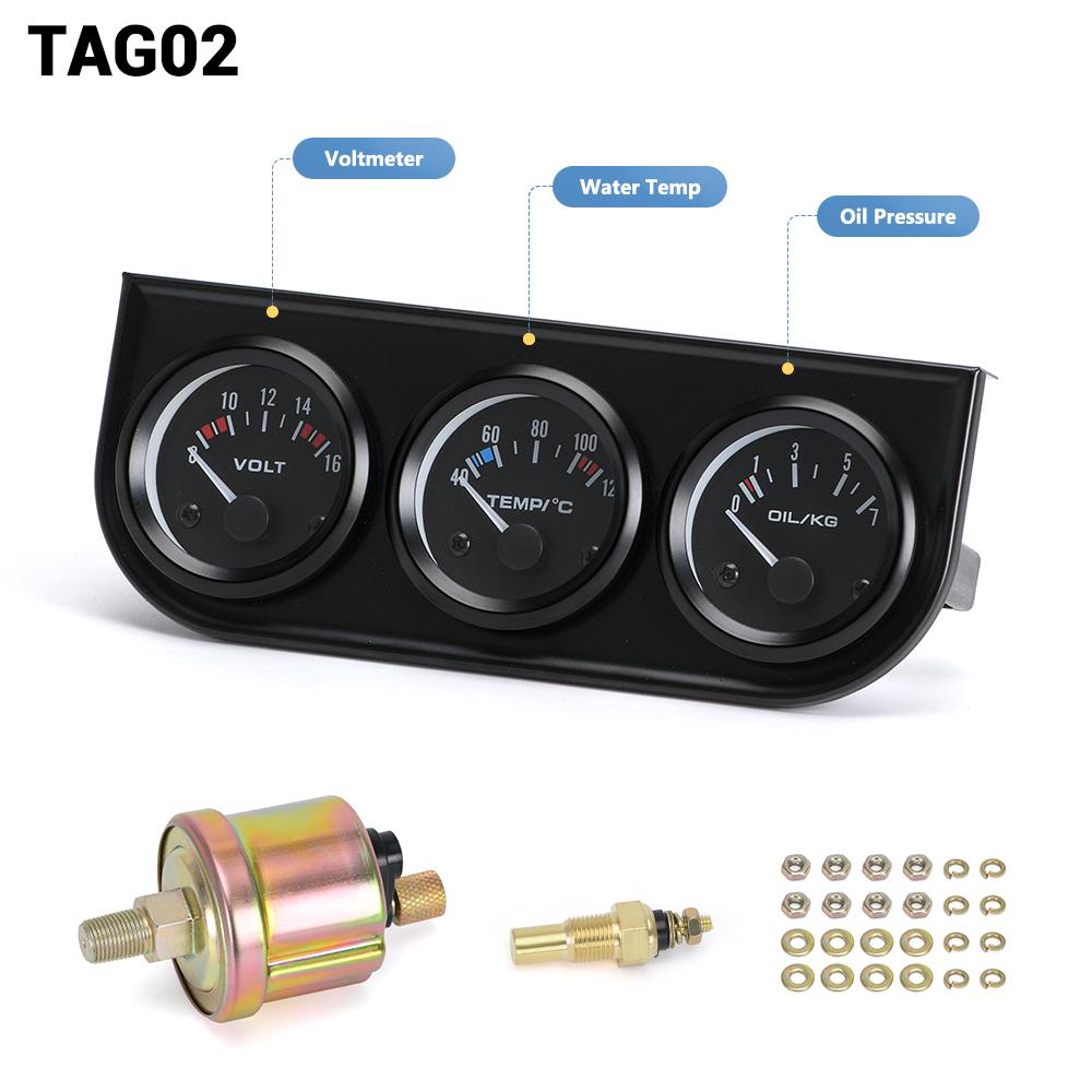

LIZHI RACING-52mm Electrial Triple Kit(Voltmeter+oil Temp Gauge+Oil Pressure Gauge)Sensor Temperature Or Water Temperature Gauge TAG02