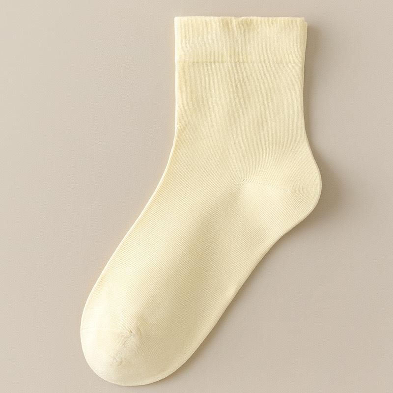 Women's Spring and Summer Thin, Solid-color, Pure Cotton, Versatile Mid-calf Socks, Boneless, Comfortable Postpartum Socks, Trendy Short Socks