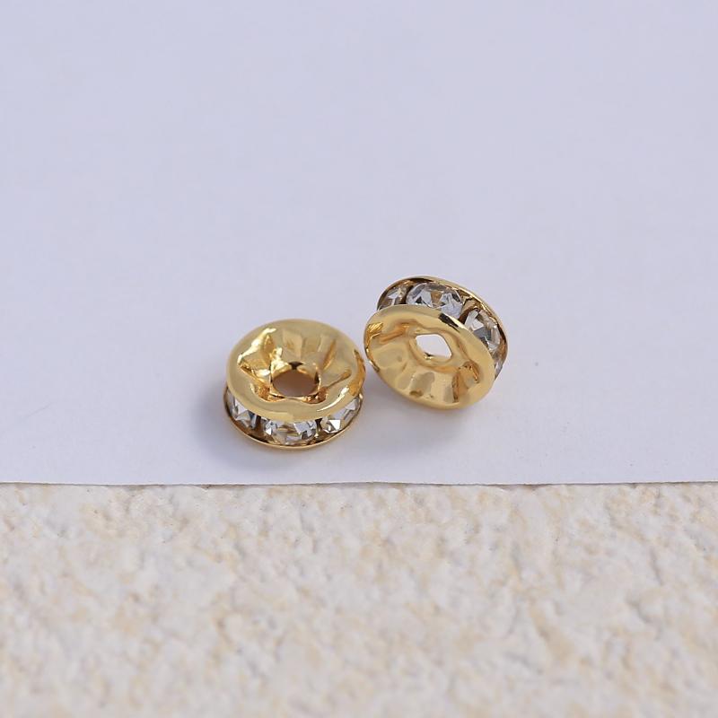 50Pcs Diy Jewellery Making Supplies Gold Plated Brass Flat Spacer Beads For Bracelet Making Jewelry Fittings