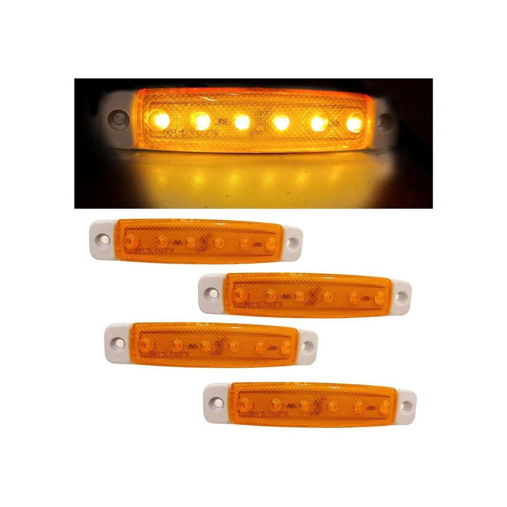 10 PCS Amber 6 LED Amber Side Marker Clearance Indicator Light for Truck Trailer RV Cab Boat Bus Lorry