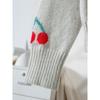 Women S Casual Cherry Pattern Knit Cardigan V Neck Loose Fit Button Detail Sweet Sweater