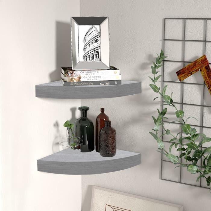 VidaXL Étagères d'angle murales 2 pcs Gris béton 25x25x3,8 cm MDF