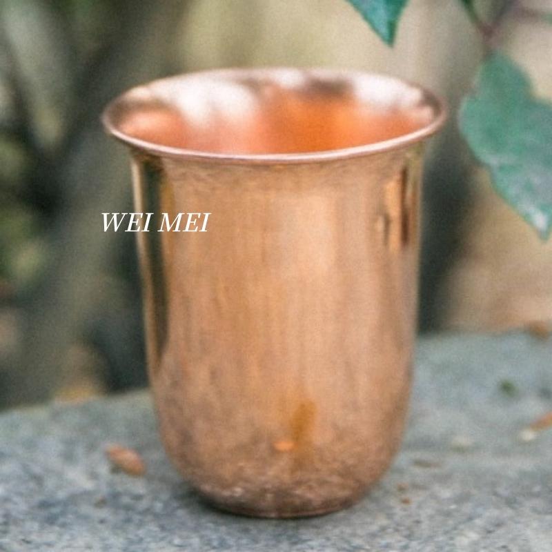 Vintage Copper Small Coffee Mug,Handcrafted Polishing Texture Outdoor Home Use Cold Drink Cup Tea Mug Friends Gifts Drinkware