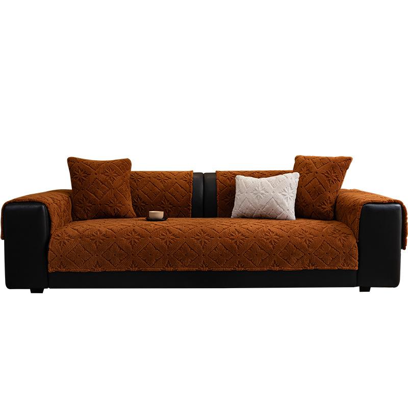 Xingyueshu Cotton Velvet Leather Sofa Cushion Winter Light Luxury High-End Plush Seat Cushion New Sofa Cover Cover Cloth