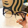 Men Anti Blue Light Presbyopia Eyeglasses Women Oversized Cat Eye Reading Glasses Fashion Metal Half Frame Hyperopia Eyewear