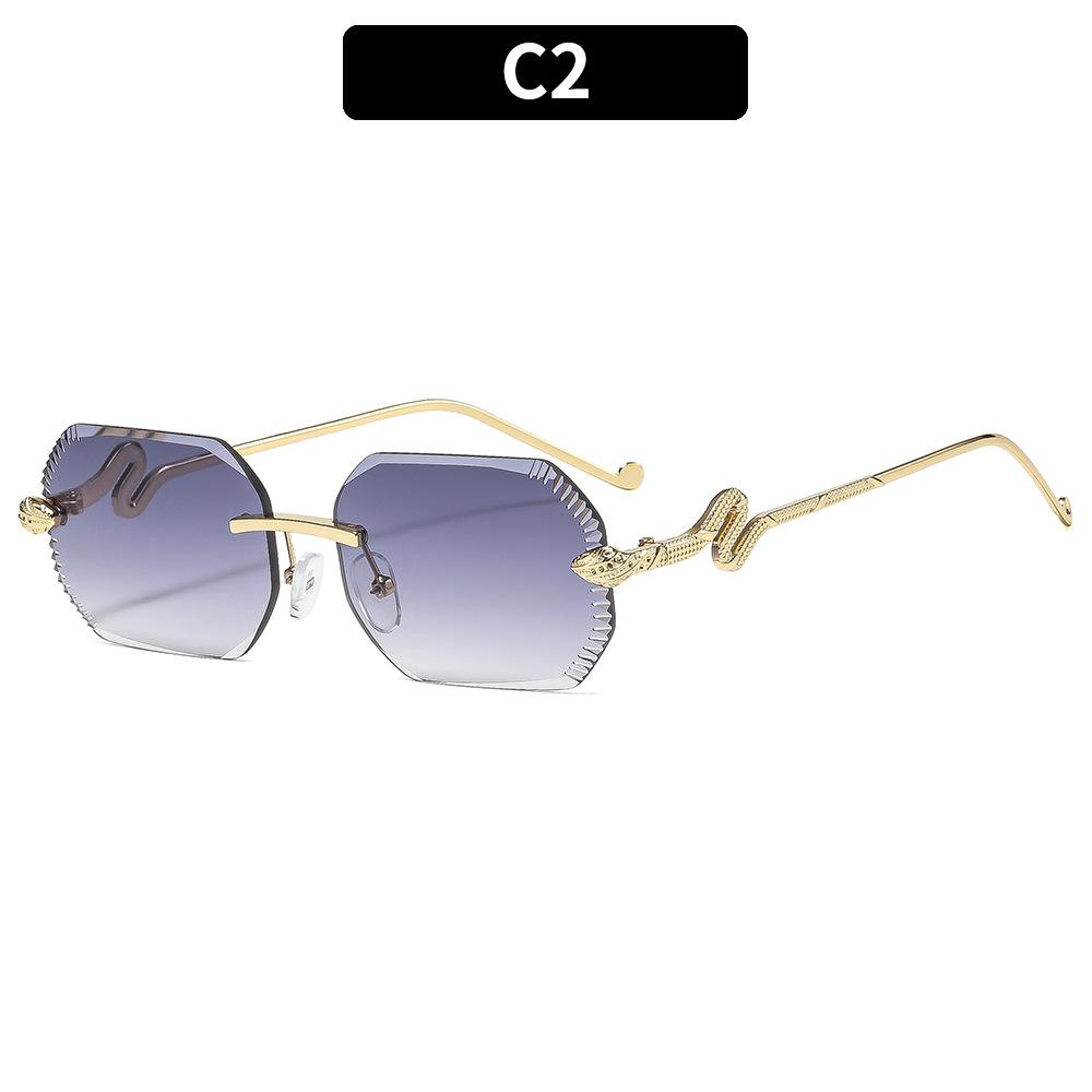 European And American New Fashion Personalized Snakehead Frameless Temple Sunglasses Trimmed Irregular High-End Sunglasses Trendy Glasses