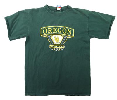 Maglietta Vintage Anni '90 USA M University Of Oregon UO Ducks Verdi Ricamati
