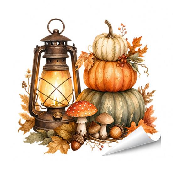 Creative Soft Decoration Gifts Autumn Maple Leaf Pinecone Scarecrow Pumpkin Static Window Clings, Waterproof PVC Indoor Outdoor Glass Decor