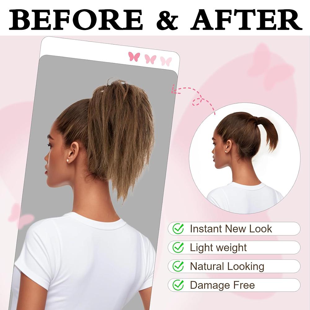 LISI HAIR Synthetic Claw Clip In Ponytail Extension Short Straight Hair Natural Looking For Elegant Women Daily Cosplay Use