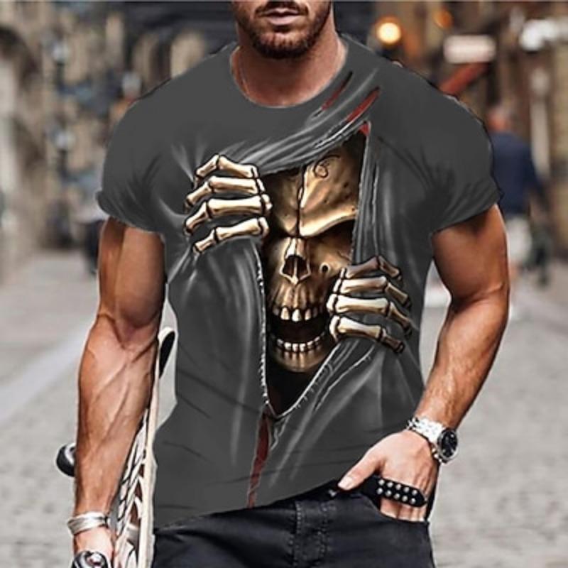 [Summer T-Shirt] Breathable Polyester Men's T-Shirt | Unique Print Design, Crew Neck, Short Sleeve, Casual Sporty Style, Summer Essential