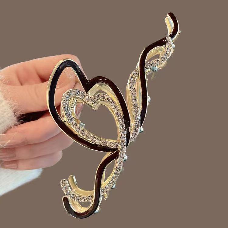 Luxury Red Rhinestone Musical Note Hair Claw for Voluminous Updos