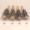 4 Style Wood Handle Round Rolling Brush Straight Twill Hair Comb Boar Bristle Round Barrel Hair Curling Brush Hairdressing Tool