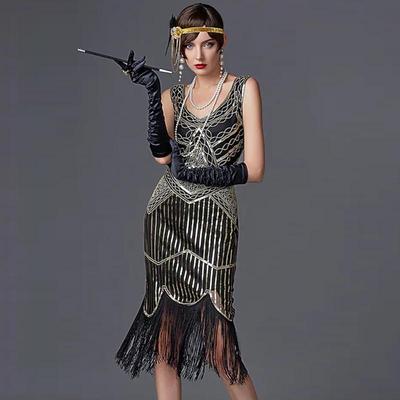 Abito con Frange Retro Anni '20 - Costume da Palcoscenico per Ballo Gatsby