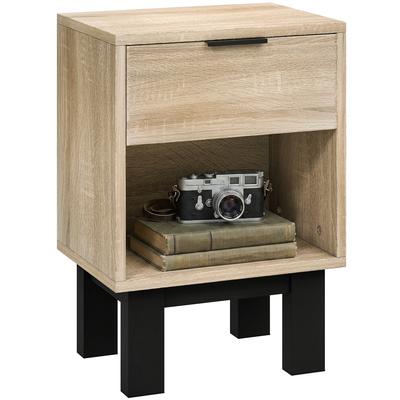 Nightstand, Bedside Cabinet with Drawer, Open Compartment, Bedside Table for Bedroom, Living Room, 35 X 26 X 50 Cm, Oak