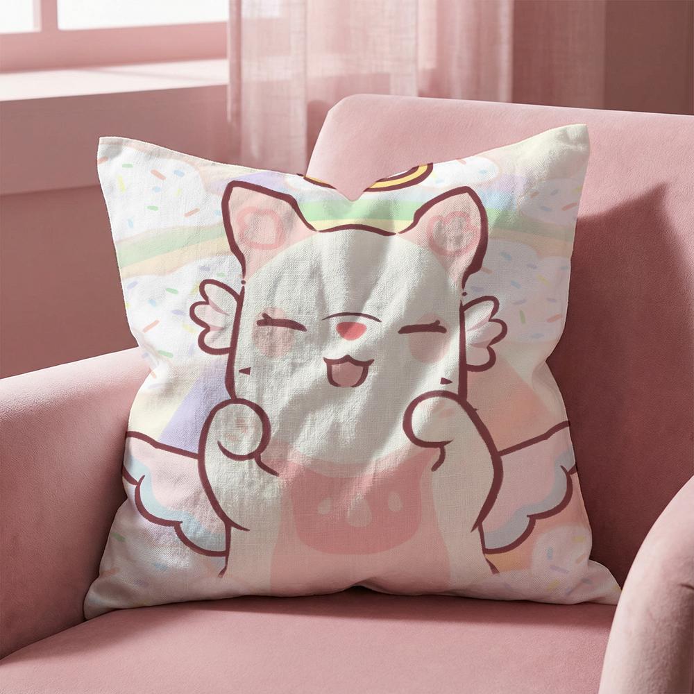 Cats & Soup Cushion Cover Multi-Scene Pillow Cover for Home & Car - Reversible, Soft & Durable for Daily Use