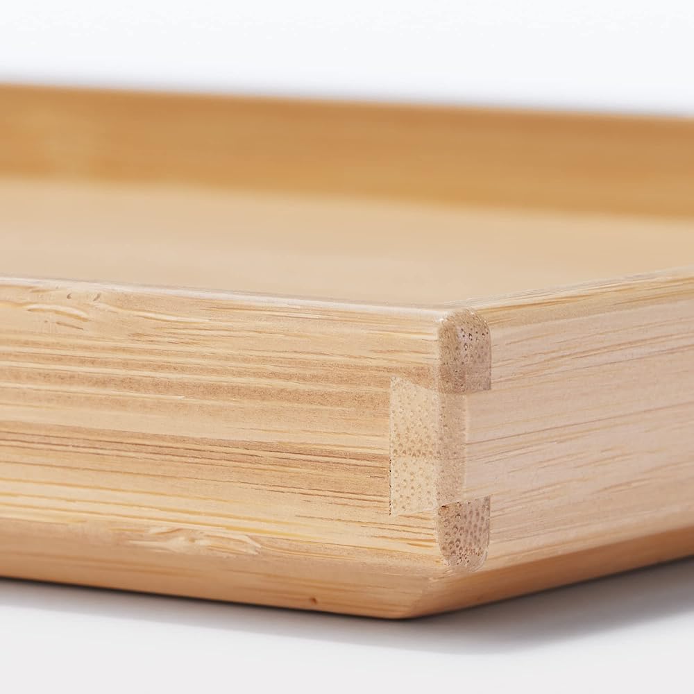 MUJI Stackable Bamboo Rectangular Storage Box with Half Lid, 26cm (W) X 185cm (D) X 25cm (H), Item