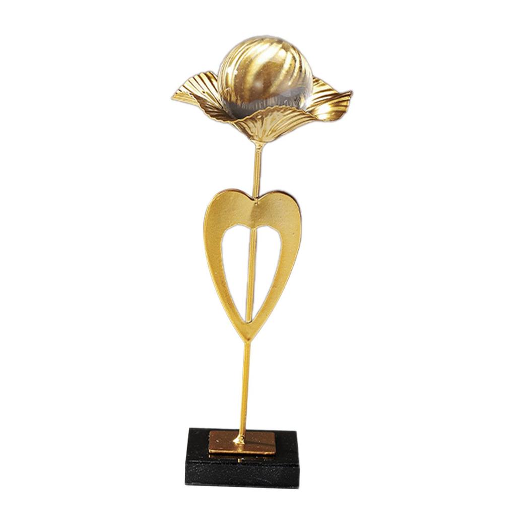 Ball Ornament Figurine Sculpture Home Collectible Birthday Metal Leaf Statue