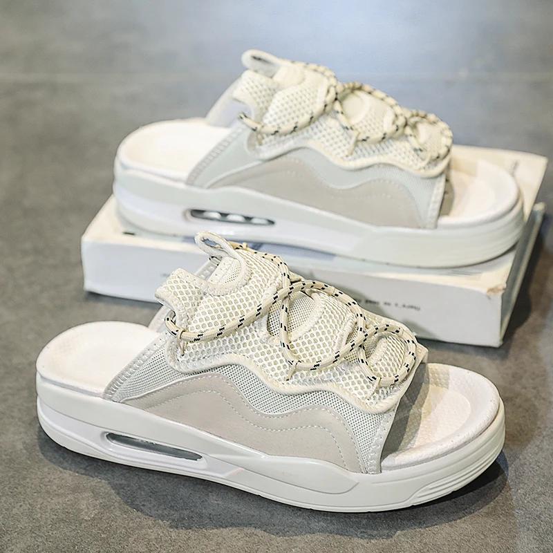 Summer Leisure Air Cushion Anti Slip Men's Sandals Outdoor Versatile Fashion Canvas Personalized Beach Shoes Plus Size 39-47