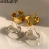 ANENJERY Metal Glossy Chunky Earrings for Women Fashion Geometric Golden Silver Color Earrings Jewelry Brincos