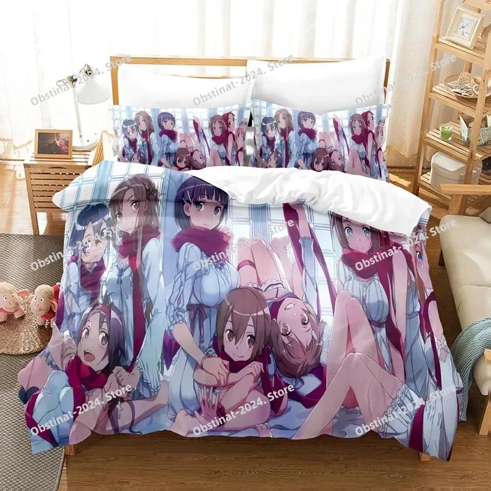 3D Anime Sword God Domain Bedding Set Printed Bed Set With Pillowcase Bed Duvet Cover Soft Single Double Queen Super King Size
