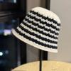 New Hat Women's Knitted Fisherman Hat Women's Autumn and Winter Korean Striped Plaid Basin Hat Warm and Versatile Fashionable Bucket Hat