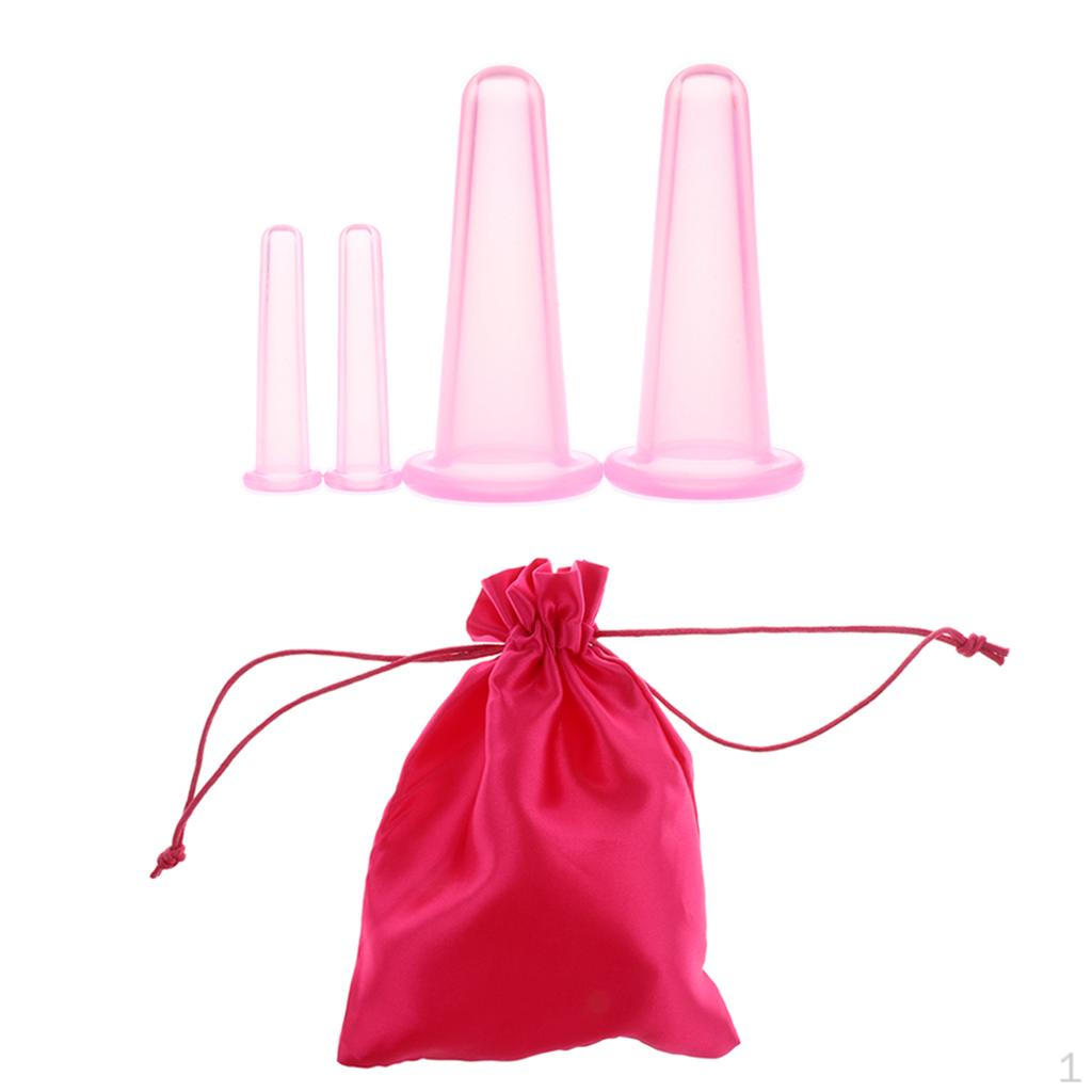 

Набор силиконовых чашек для массажа лица, 2 размера, 4 шт., для розовый