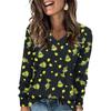 Women's Fashionable Loose-Fit V-Neck Long-Sleeved T-Shirt Christmas Print Pullover