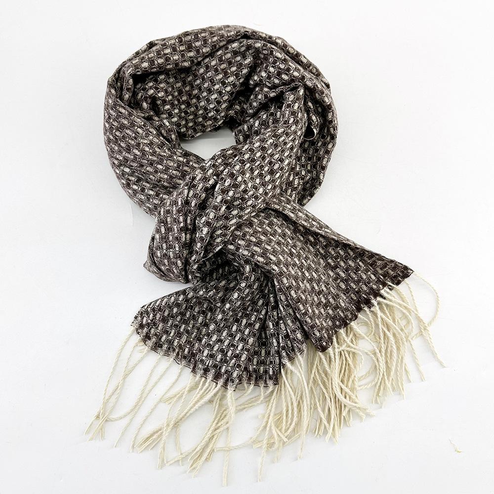 Plaid Scarf Autumn and Winter Women's High End Korean Style Winter Warm Scarf Thickened Imitation Cashmere Shawl