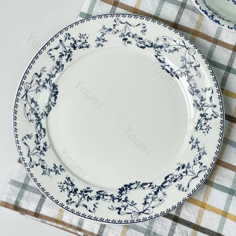 Retro Chinesischer Stil Speiseteller Blaue Blumen Haushalt Exquisite Frühstücksteller High End Nachmittagstee Dessert Snacks Teller