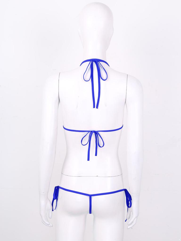Damski Siateczkowy Zestaw Bikini na Ramiączkach Przezroczysty Design Mikro Trójkątne Stroje Kąpielowe Do Noszenia na Plaży Basenie