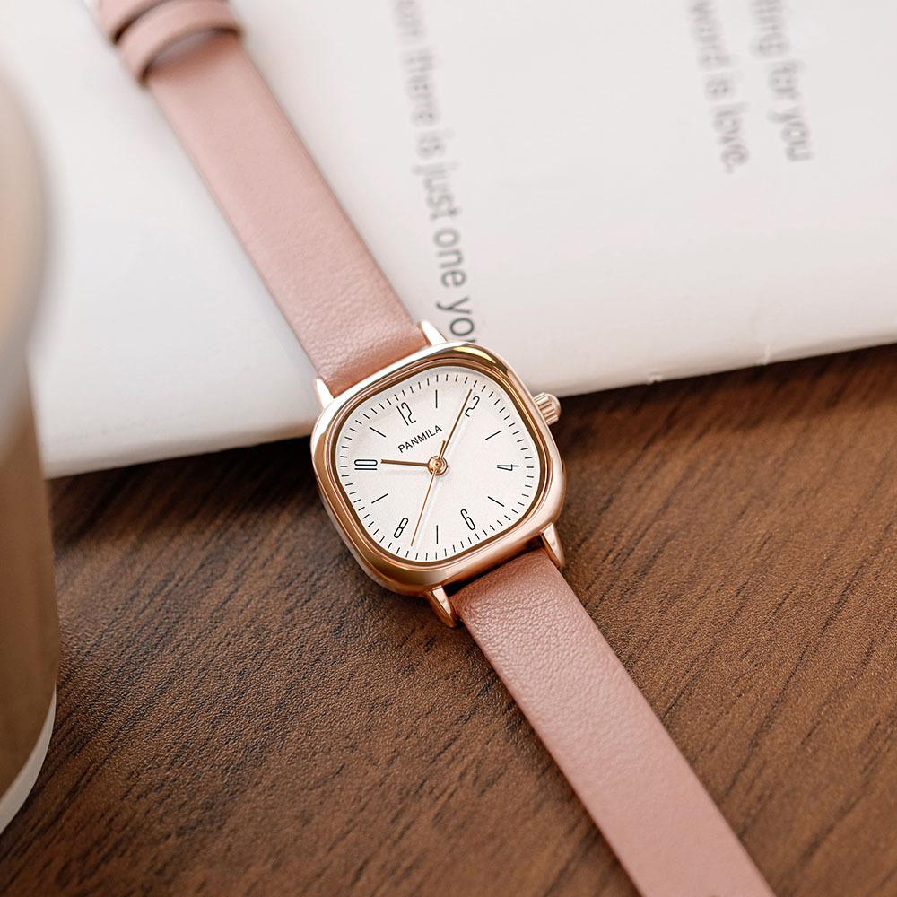 Petite montre carrée, montre femme carrée simple et tendance, montre femme à quartz tempérament avec ceinture