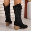 Fashion Pointed-toed Boots 2025 Autumn and Winter New Internet Celebrity Fashion Retro Women's Mid-leg Boots