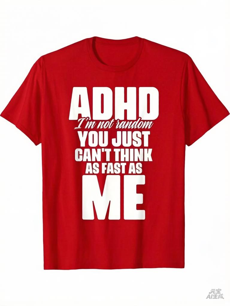 2026 Adhd Awareness Unisexs Black Short Sleeve TShirt Comfortable Crew Neck Regular Fit Casual Wear