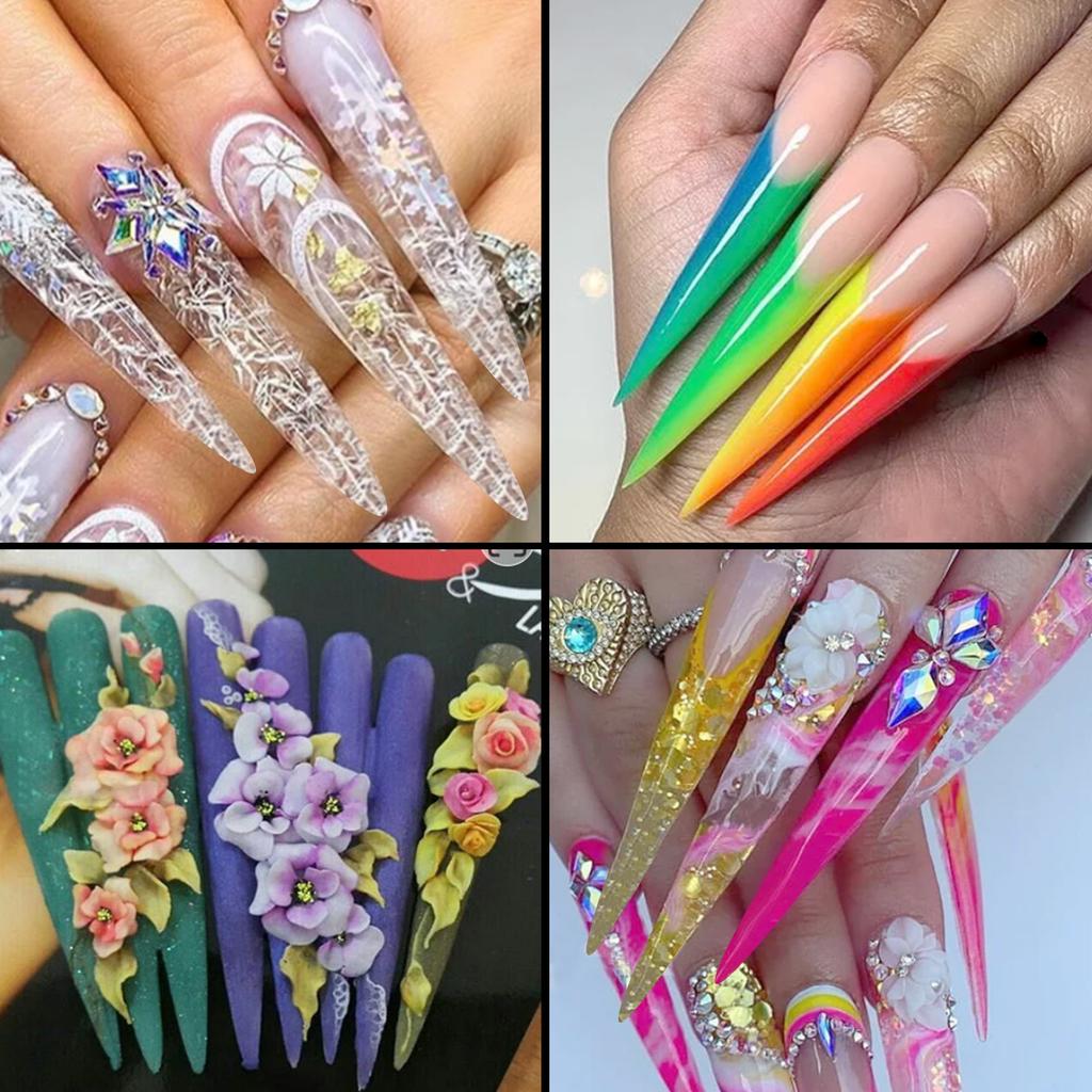 Nail Art Pointed Nail Piece Stage Performing Art Nail Piece Lengthening Salon Display Nail Piece 120 Pieces