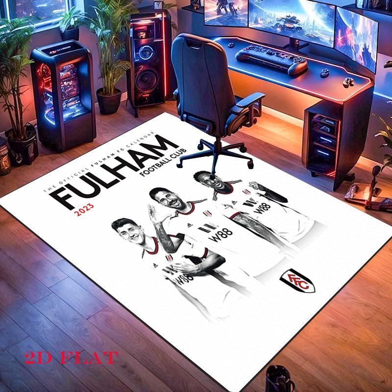Fulham Football Club Teppich für Wohnzimmer Schlafzimmer Zuhause Sofadekoration, rutschfeste Bodenmatte für Kinder zum Spielen