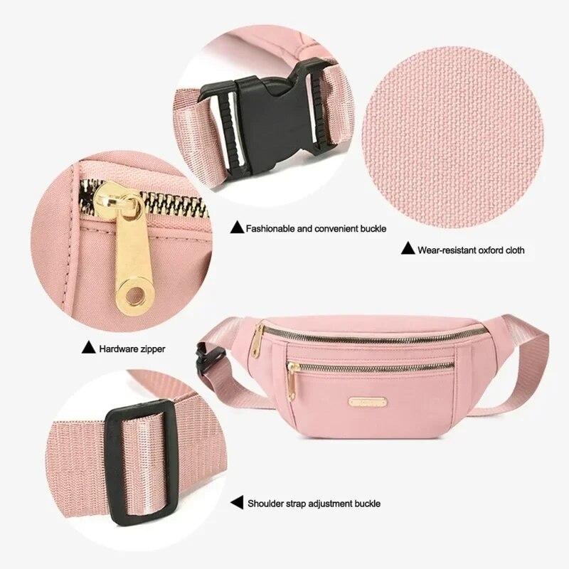 Midjeväskor för kvinnor Oxford Fritidsfärg Midjeväska Axel Crossbody Bröstväskor Handväskor Matchande Messenger-bältesväskor