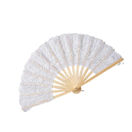 Lace Folding Fan with Tassel Hollow Ribs Vintage European Dance Performance Party Photo Props Portable Summer Hand Held Fan Women Girls Gift