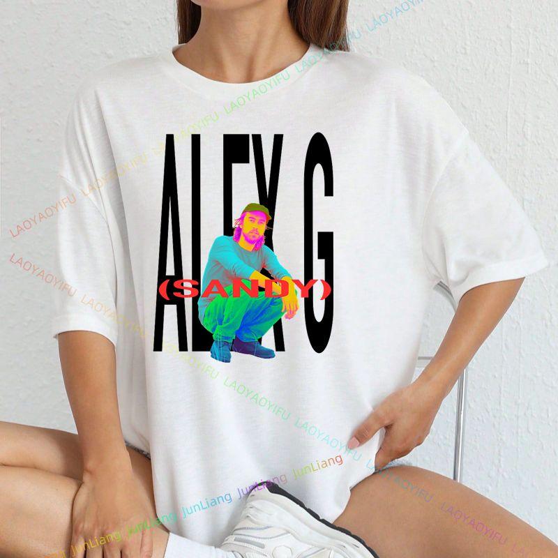 Tričko Alex G Funny Print Módní styl Gotický ležérní top Volné tričko s krátkým rukávem a výstřihem