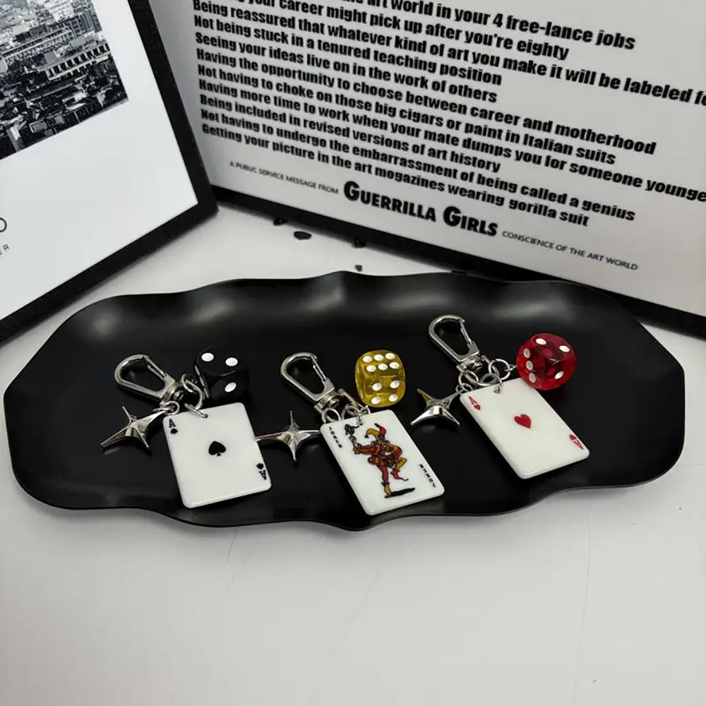Poker and Dice Keychain Multielement Heart Shape Pendant Key Ring Couple Family Keychain Pendant