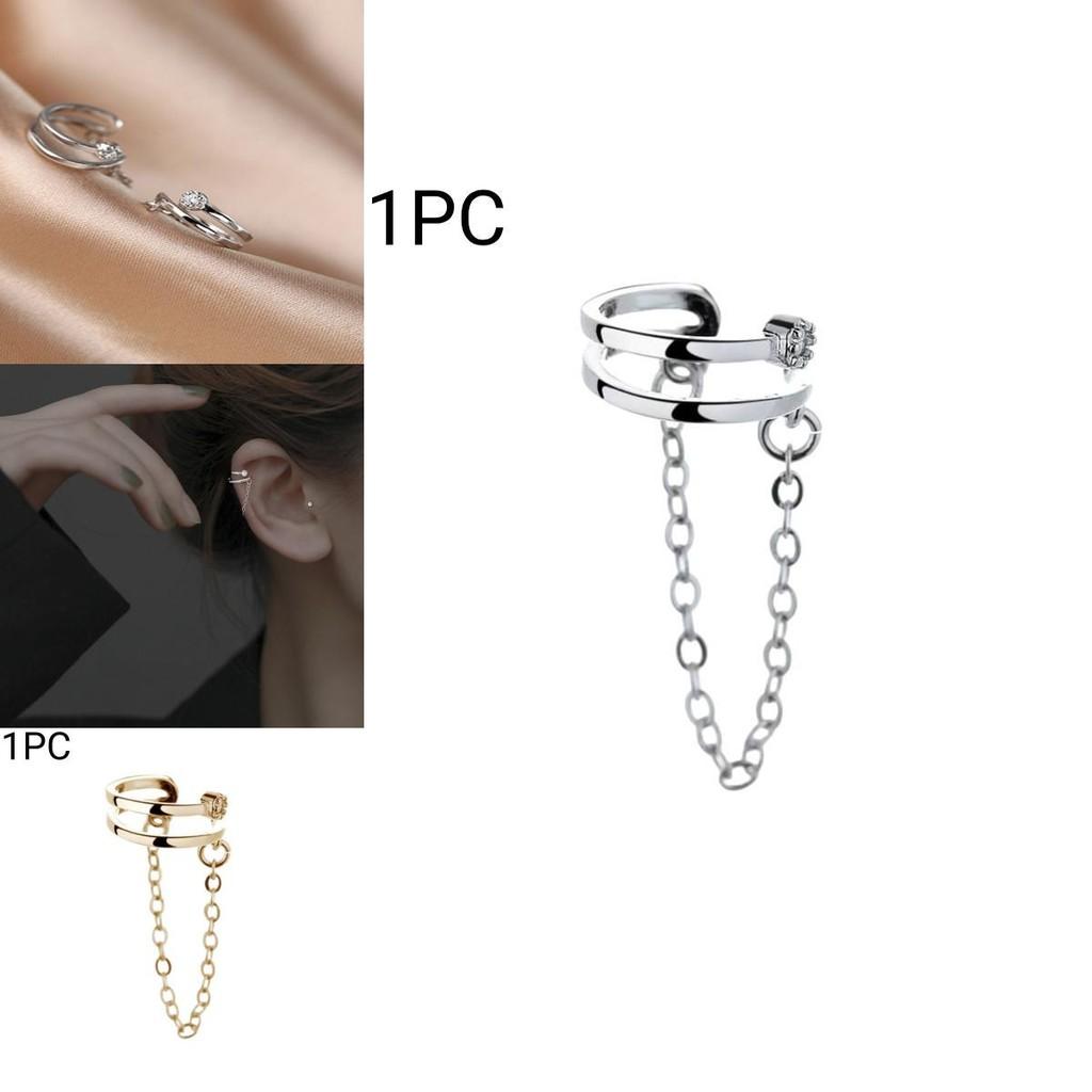 Stylish Copper Ear Clip With Shiny Rhinestone Unisex Cool Fashion Jewelry