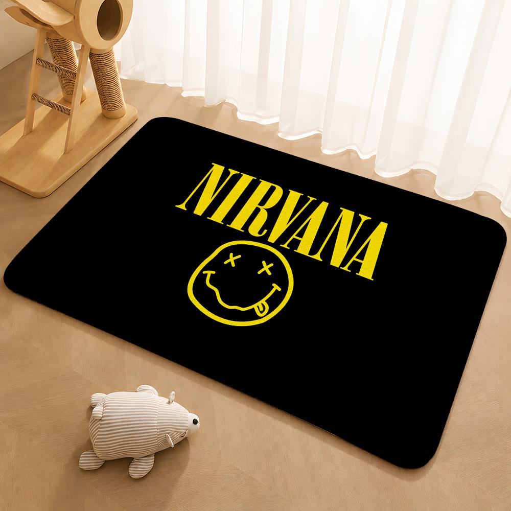 A-N-Nirvana-Rock Band Anime Floor Mat Floor Mat Soft Flannel Non-Slip Door Rug for Living Room