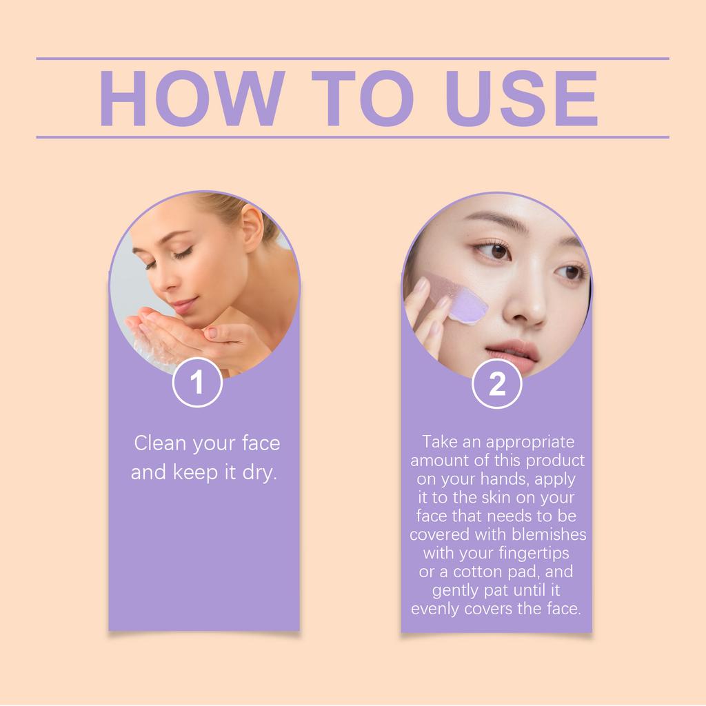 Purple Temperature-changing Concealer Foundation Cream The Texture Is Light and Natural, Skin-friendly, Matte, Clear, Moisturizing, and