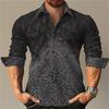 Men's T-shirt Suit Button Shirt Half Splicing Trend Geometric Flower Clear Pattern Soft and Comfortable Shirt Clothing