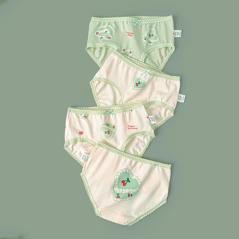 Girls' A-Class Pure Cotton Cartoon Briefs - Korean Style Antibacterial Underwear for Medium and Large Children